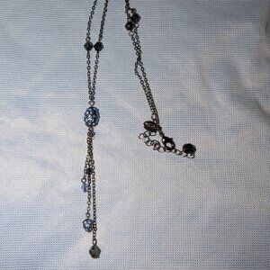 $1 with Bundle ~ 2028 Y Drop Necklace – Beaded Chain with Blue Accents 4287